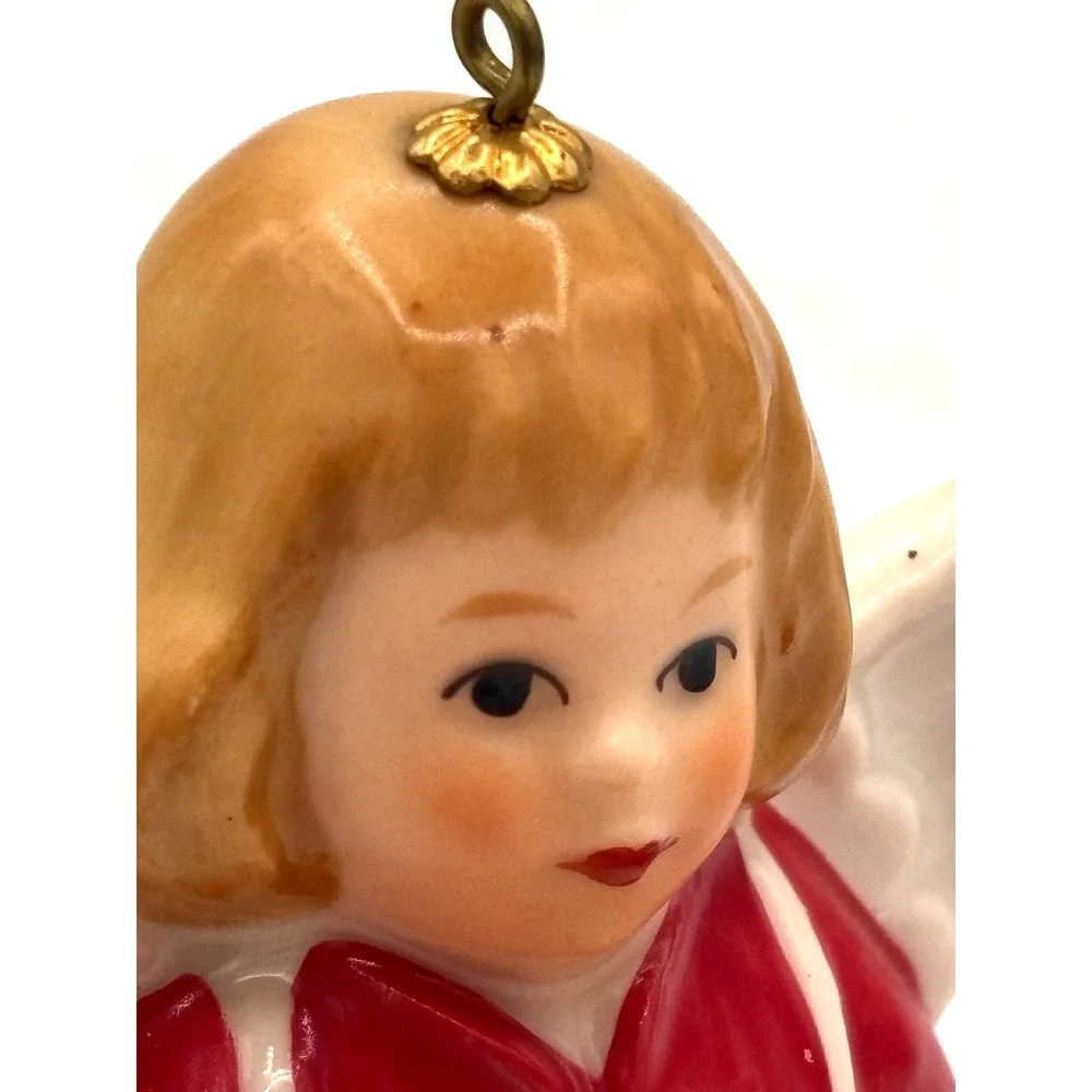 Goebel Annual Angel‎ Bell Ornament 1984 Drum Red West Germany Vintage Porcelain